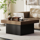 HOMCOM Square Coffee Table with LED Lights - Walnut-Large 35.4" x 35.4" (90 x 90 cm) surface provides ample space for games and socializing
