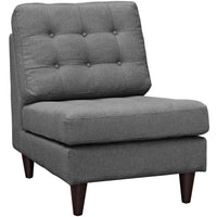 Modway Empress Upholstered Fabric Lounge Chair - Grey-Mid-Century Modern Armless Chair
