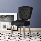 Modway Array Vintage French Performance Velvet Dining Side Chair - Black-Button Tufted Seat Back