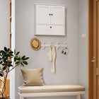 HOMCOM Farmhouse Bathroom Wall Cabinet with Adjustable Shelf - White-Quality metal handles and magnetic catches provide a smooth user experience