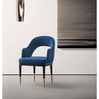 Manhattan Comfort Carrington 20.9" Modern Glam Velvet Upholstered Dining Armchair - Midnight Blue-Frame Made of Kiln Dried Birch Wood with Dowelled Joints and Reinforced Corners