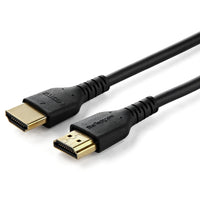 StarTech Slim HDMI Cable - 3' - Black-Premium Certified HDMI 2.0 with Ethernet: HDMI cable supports 4K visuals and immersive audio, delivering 4K 60Hz (up to 4096x2160p), 18Gbps bandwidth, HDR10, ultra-wide aspect ratios, and 32-channel surround sound including Dolby Atmos and TrueHD