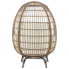 Manhattan Comfort Spezia 33.46" Modern Patio Freestanding Egg Chair - Tan/Cream-Frame Made of Steel Wrapped in PVC Rattan Perfect for Outdoor Weather