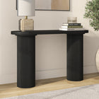 Hudson&Canal Isa Oval Fluted Console Table - 55" W - Black Grain-Features easy assembly