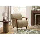 Monarch Specialties Upholstered 31"H Modern Accent Chair With Walnut Solid Wood Supports - Light Brown Fabric-Plush foam cushioning, a gently rounded back, and supportive arms create a comfortable place to relax, read, or enjoy conversation.
