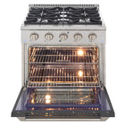 Kucht 30" KDF Series Pro Style Natural Gas Dual Fuel Range - Stainless Steel/Cement Grey-Sealed burners simplify cleaning by preventing spills from entering the cooktop surface
