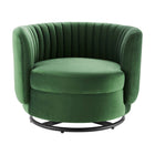 Modway Embrace Tufted Performance Velvet Swivel Chair - Black Emerald-Dense Foam Padding