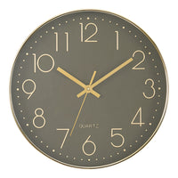Monarch Specialties 9110 12" Round Wall Clock - Dark Bronze Face/Gold Frame-Add an charming contemporary touch to your decor with this sleek 12" round wall clock featuring a chic dark bronze face set against a stylish gold frame