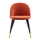 Modway Cordial Performance Velvet Dining Chairs - Orange - 2 Pack-8