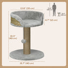 PawHut 19" Small Cat Tree with Scratching Post, Perch and Toy Ball - Grey-Particle board frame is solid and tough, with jute rope wrapped around the middle so they can scratch their claws 