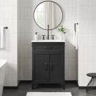 Modway Steamforge 24" Bathroom Vanity - White/Black-Shelving With Plumbing Cutout