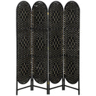 HOMCOM 4 Panel Arched Top Woven Freestanding Room Divider for Bedroom - Black-Hand-woven design creates beautiful light patterns and offers gentle semi-privacy 
