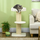 PawHut 36" Cat Tree with Sisal Mat Scratching Post and Cushion Bed - Cream White-Top cat bed with cushion provides a snug place to relax 