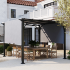 Outsunny 10 ft W x 10 ft L Outdoor Pergola Patio Gazebo Canopy - Grey-Polyester canopy with PA coating for UPF50+ sun protection