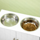 PawHut Elevated Dog Bowl Feeding Station with Stand - White-Matches with your kitchen table set 