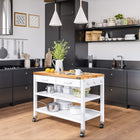 Seville Classics - Work Center Island Table - 48" L x 24" W x 36" H - White-Durable smooth gliding ball-bearing drawer sliders