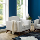 Modway Chance Upholstered Fabric Armchair - White-Soft Polyester Fabric Upholstery