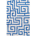 Modway Nahia Geometric Maze Area Rug - 5 ft W x 8 ft L - Ivory Light Grey/Blue-Geometric Maze Area Rug