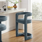 Modway Winslow Performance Velvet Counter Stool - Cadet Blue-Stain-Resistant Upholstery