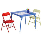 Flash Furniture Kids Colourful 3 Piece Folding Table & Chair Set-Perfect for Reading, Arts & Crafts and Eating