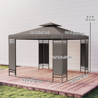 Outsunny 10 ft W x 10 ft L Canopy Gazebo - Double Roof Outdoor Gazebo - Khaki-Fabric screen panels offer privacy for gatherings or relaxation
