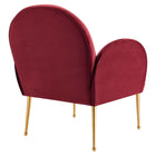 Modway Transcend Performance Velvet Armchair - Maroon-Non-Marking Foot Glides