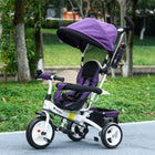 Qaba 6-in-1 Toddler Tricycle Stroller with Basket and Canopy - Purple-Seat Size: 10.2" W x 13.4" H (26W x 34H cm) 
