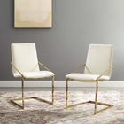 Modway Pitch Performance Velvet Dining Armchair - Gold/Ivory - 2 Pack-Gold Stainless Steel