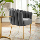 Modway Sanna Channel Tufted Performance Velvet Armchair - Grey-Channel Tufted