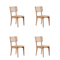 Manhattan Comfort Giverny 18.11" Industry Chic Dining Chair - Nature - Set of 4-Modern - Industry Chic Cane Dining Chair Perfect for Dining Room Use. Set of 4