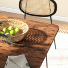 HOMCOM 51" Mobile Wheel Drop Leaf Folding Dining Table with Storage Shelf for 6 - Rustic Brown-Rounded edges enhance safety for households