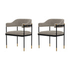 Manhattan Comfort Lia 24.8" Modern Chenille Upholstered Dining Armchair - Stone - Set of 2-Modern Dining Chair for Dining Room and Task Chair Usage