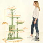 PawHut 53" Large Activity Centre Cat Tree Tower with Condo - Green-Sisal scratching posts promote your cat's natural instinct to scratch 