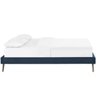 Modway Loryn Fabric Queen Bed Frame with Round Splayed Legs - Azure-Center Rail with Support Two Legs