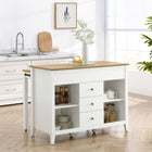 Modway Farmstead Kitchen Island - Oak White-Full-Glide Drawers