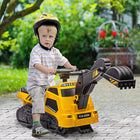 Aosom 3-in-1 Kids Ride-On Excavator with Music - Yellow-Built with an anti-rollover device for safe playtime 