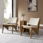 Modway Rylina Vegan Leather Accent Chairs - Weathered Oak Stone - Set of 2-Faux Leather Seat and Backrest