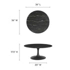 Modway Lippa 36" Round Faux Marble Coffee Table - Black-Artificial Marble Tabletop