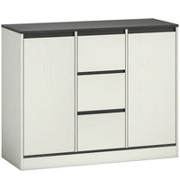 HOMCOM 39.4" L Sideboard Buffet Cabinet with Soft Close Doors - White Wood Grain-Offers large storage with three drawers and two cabinets for a clutter-free home