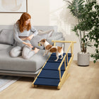 PawHut Adjustable Foldable Dog Stairs with Non-slip Mat-Four height settings align with furniture, such as sofa or high bed 