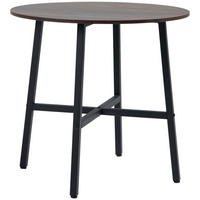 HOMCOM 31.5" Round Industrial Dining Table for 4 - Rustic Brown-Classic rustic wood-effect top, with industrial-looking black frame
