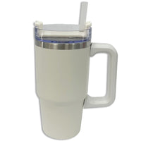 Link Products Double Wall Tumbler with Plastic Straw - Cream-Tumbler-Cream