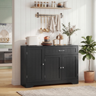 HOMCOM 44" Modern Sideboard Buffet Cabinet with Drawer & Side Storage Racks - Black-Adjustable shelves ensure personalised storage for all your needs 