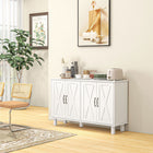 HOMCOM 47.2" L Buffet Cabinet with 4 Barn Doors and 2 Adjustable Shelves - White-Stay organized and clutter-free with four storage compartments