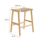 Modway Saoirse Woven Rope Wood Counter Stool - Natural Natural - Set of 2-Basket Weave Design