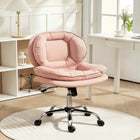 HOMCOM Criss Cross Armless Office Chair with Wheels - Pink-Adjustable height and gentle tilting function help you find your personal comfort