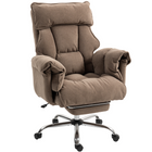 HOMCOM Executive Reclining Office Chair with Footrest and Headrest - Light Brown-Soft snow flannel fabric ensures skin-friendly, comfortable seating,