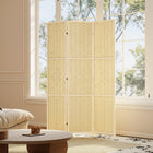HOMCOM 3-Panel Bamboo Wave Freestanding Room Divider for Indoor Bedroom Office - Natural Wood-Overall Dimension: 47.2" L x 0.7" W x 66.7" H (120 x 1.8 x 169.5 cm)
