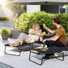 Outsunny Adjustable Outdoor Lounge Chair with Face Hole and Pillow - Black-Made with a strong metal frame and Oxford cloth for dependable construction