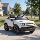 Qaba 12V Ride on Car Licensed Land Rover with Remote, Suspension - White-Dual motors provide stable power for outdoor riding
